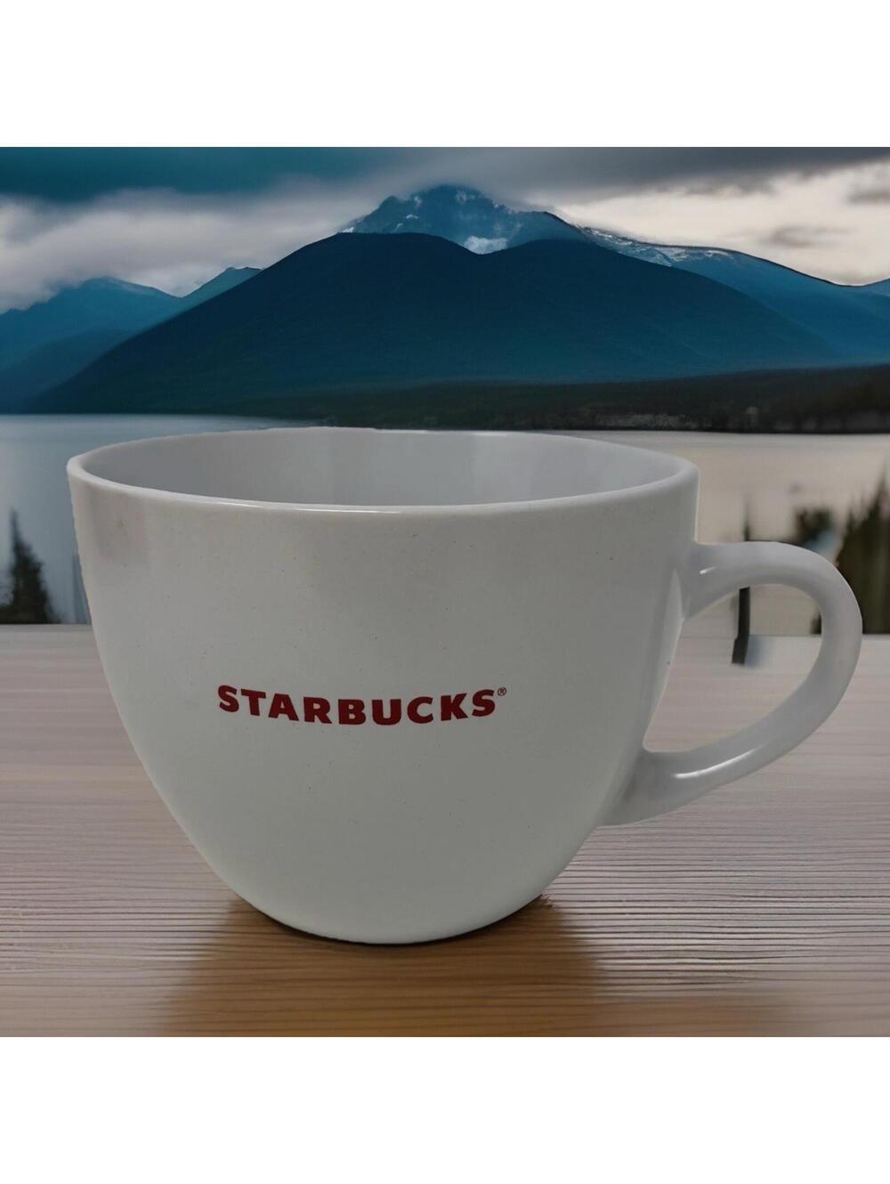 Starbucks 2008 Coffee Mug Large 18 oz Holiday Red Logo Lettering Oversize Cup